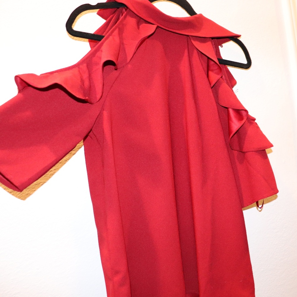 Red Open Shoulder Top